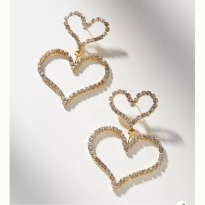 Elizabeth Cole 24 Gold Plated and Swarovski Crystals Emilia Heart Drop Earrings
